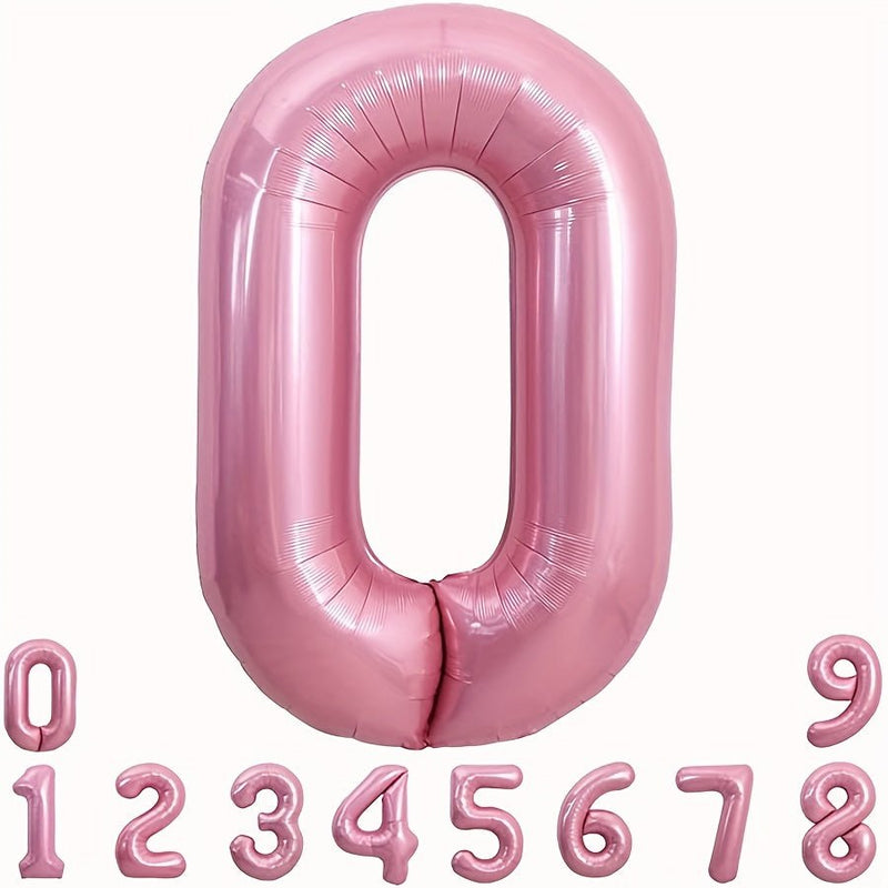 "¡Celebra con Estilo: Globos Numéricos de 40"" en Rosa Macaron de Helio y Aluminio (0-9) - Perfectos para Cumpleaños, Graduaciones, Aniversarios - Incluye Cinta & Pajita, Apto para 14+" - SACASUSA