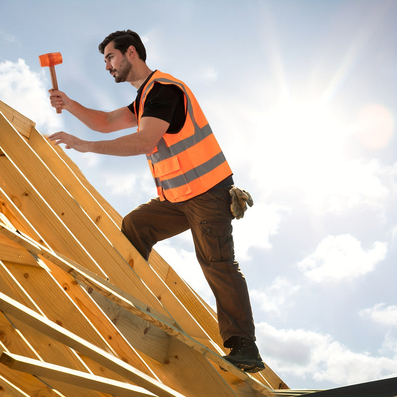 Chaleco De Seguridad Reflectante Naranja Con Bolsillos De Clase Visibilidad Seguridad Con Cremallera Chalecos De Seguridad De Alta Visibilidad Con Tiras Reflectantes Estándar ANSI/ISEA Chaleco De Trabajo De Construcción Para Hombres Y Mujeres DP Safety - SACASUSA