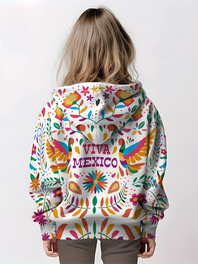 Chicas Creativas Con Patrón De Pintura Estilo Mexicano Sudaderas Con Capucha 3D De Manga Larga Regalo De Primavera Otoño - SACASUSA