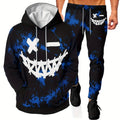 Conjunto de Sudadera y Pantalones Jogger para Hombre - Estampado de Carita Sonriente 3D, Cómodo y de Tejido Elástico, Fácil Mantenimiento - SACASUSA