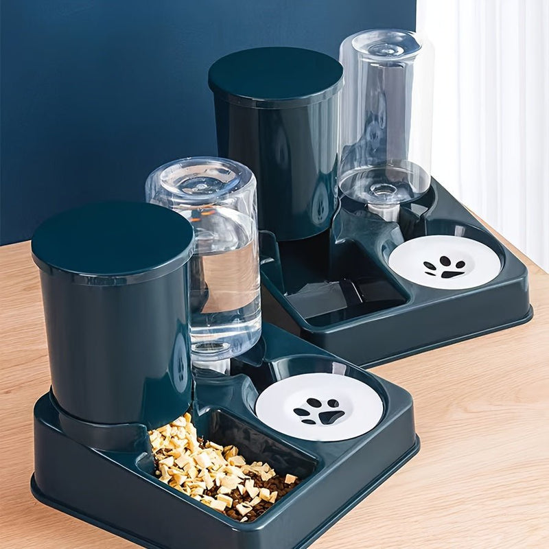 Cuidado de Mascotas sin Esfuerzo en Interior: Set 2-en-1 de Dispensador Automático de Comida y Agua para Gatos y Perros, Diseño Inclinado y Duradero, Sin Baterías - SACASUSA