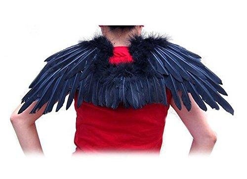 ¡Diseño exclusivo de 25x10 pulgadas! Alas de Hada de á?ngel con plumas, Halo gratis para disfraz de á?ngel de Halloween, accesorios para fotos de Cosplay, ajuste blanco y negro para niños y adultos - SACASUSA