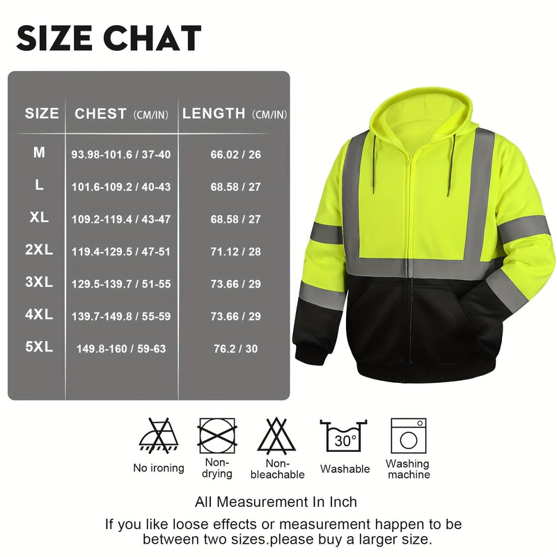 DP Safety Sudadera Con Capucha Reflectante Fondo Negro Sudadera Con Cremallera De Seguridad De Alta Visibilidad Cumple Con Los Estándares ANSI/ISEA Amarillo Fluorescente Para Hombres Y Mujeres Naranja - SACASUSA