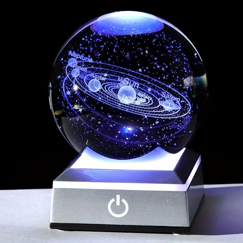 Educación en Astronomía y Decoración de Ciencia Fantasía: Bola de Cristal 3D del Sistema Solar con Base de Luz USB Ajustable y Cambiante de Color- Herramienta Educativa Ideal y Decoración para el Dormitorio - SACASUSA