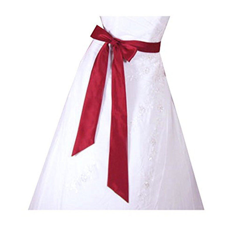 Faja de boda satinada, cinturón nupcial, fiesta de graduación, corbata, cinturón de dama de honor, vestido largo liso, vestidos, cintura, rojo, rosa, marrón, negro, champán, azul marino - SACASUSA