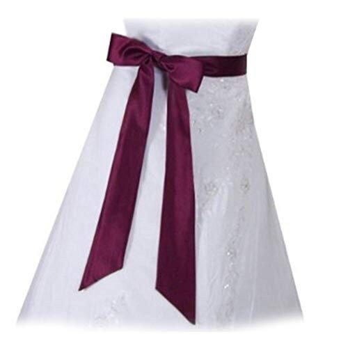 Faja de boda satinada, cinturón nupcial, fiesta de graduación, corbata, cinturón de dama de honor, vestido largo liso, vestidos, cintura, rojo, rosa, marrón, negro, champán, azul marino - SACASUSA