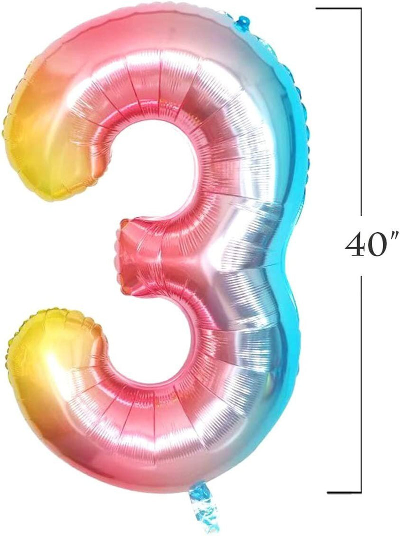Globos con números Mylar de lámina de arcoá­ris Jumbo de 40 pulgadas para niña 1, 2, 3, 4, 5, 6, 7, 8, 9, 0, decoraciones para fiesta de cumpleaños, años de antigá¼edad, fiesta de aniversario para niña - SACASUSA