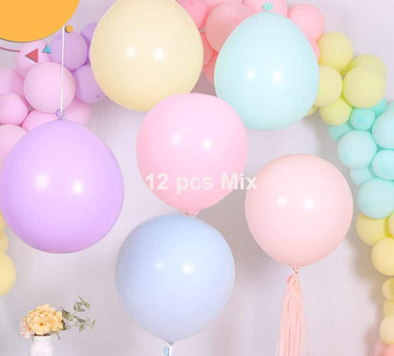 Grande 18 pulgadas 12 piezas 6 mezclas Paquete de colores surtidos Pastel Macaron Rosa Amarillo Verde Azul Naranja Púrpura Espesar Calidad Grandes globos de látex Boda - SACASUSA