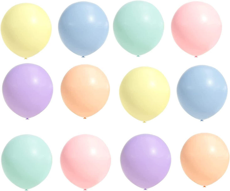 Grande 18 pulgadas 12 piezas 6 mezclas Paquete de colores surtidos Pastel Macaron Rosa Amarillo Verde Azul Naranja Púrpura Espesar Calidad Grandes globos de látex Boda - SACASUSA