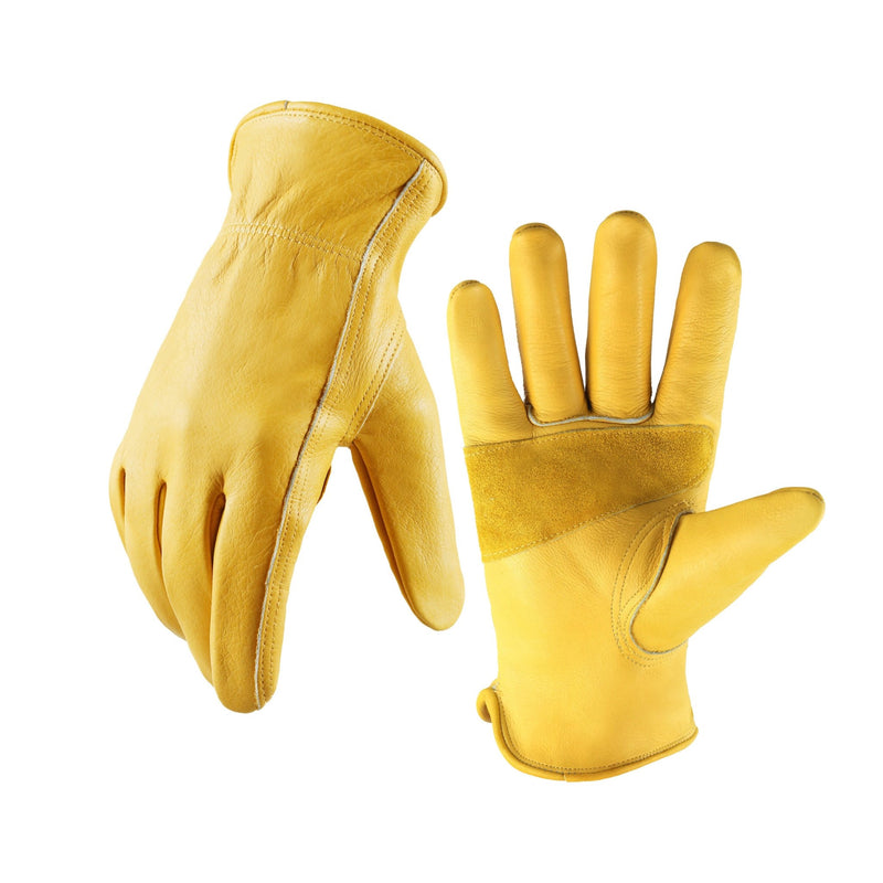 Guantes de Trabajo de Cuero Resistente - Impermeables, Resistentes a Rasgaduras, con Agarre Flexible para Uso Versátil. Diseño Ambidiestro para Hombres y Mujeres. Ideal para Tareas de Gran Intensidad - SACASUSA