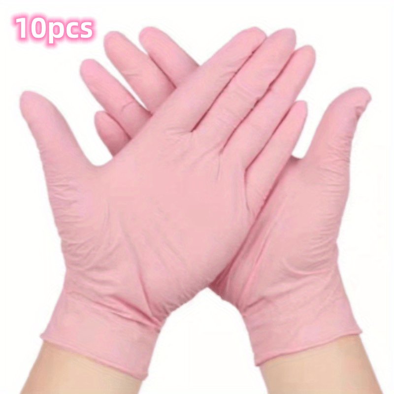 Guantes desechables rosados de 10/60pcs, Libres de Látex, Resistente al agua y Anti-estáticos: Versátiles para Cocina, Jardinería, Artesanía - Nitrilo Duradero, Ambidiestro! - SACASUSA