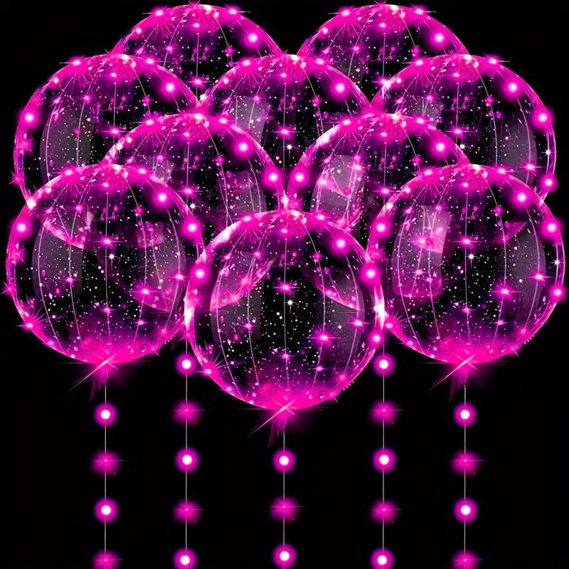 Juego de 20 Globos Luminosos LED y 10 Transparentes Bobo con 3M de Luces de Cuerda y 2 Puntos de Pegamento - Recuerdos Inolvidables para Cumpleaños, Navidad y Más (Edades 14+) - SACASUSA