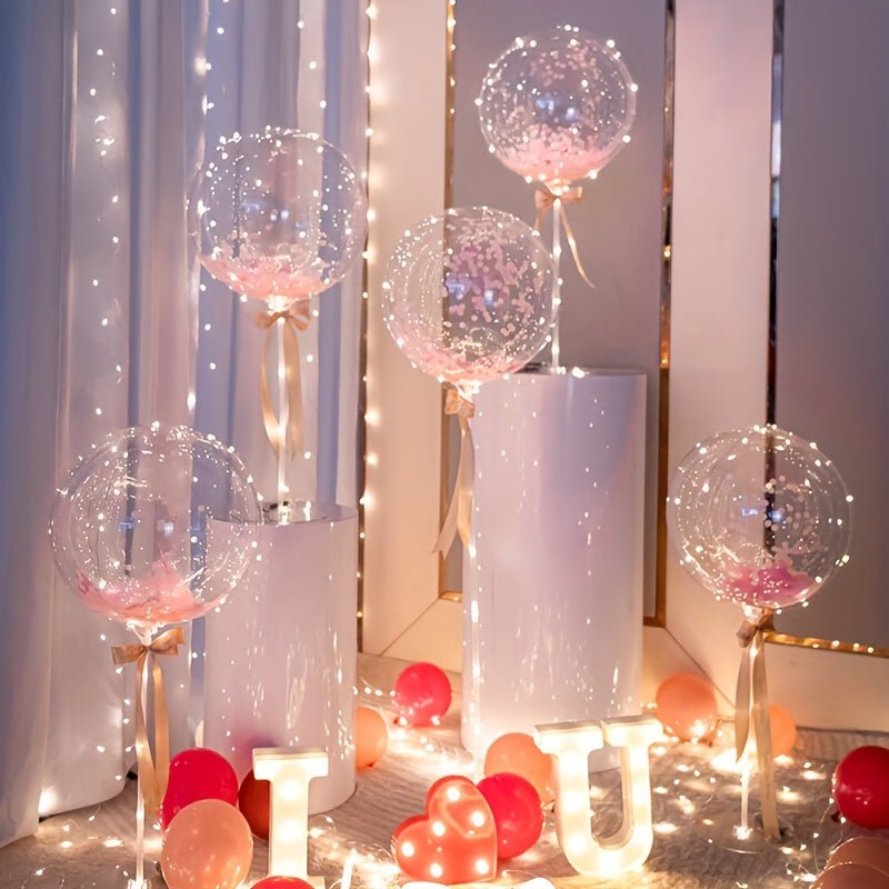 Juego de 20 Globos Luminosos LED y 10 Transparentes Bobo con 3M de Luces de Cuerda y 2 Puntos de Pegamento - Recuerdos Inolvidables para Cumpleaños, Navidad y Más (Edades 14+) - SACASUSA