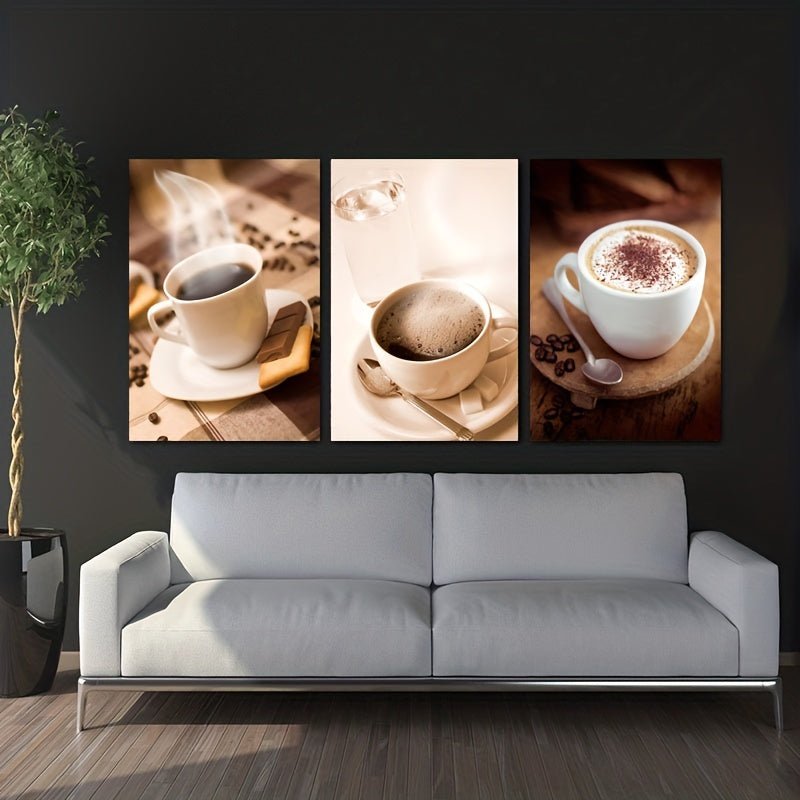 Juego De 3, Pintura De Lienzo De Café Caliente Sin Marco, Pintura De Lienzo Impresa En Alta Definición, Arte De Pared De Imágenes Modulares, Imágenes, Carteles, Arte De Lienzo Para Sala De Estar, Dormitorio, Decoración Del Hogar, 16x24 Pulgadas - SACASUSA