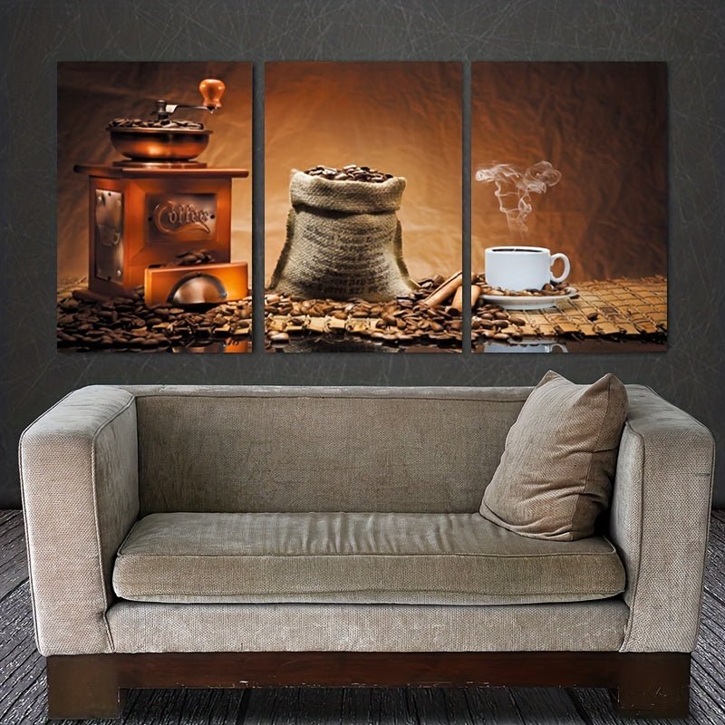 Juego De 3, Pintura De Lienzo De Grano De Café Sin Marco, Pintura De Lienzo Impresa En Alta Definición, Cuadros Modulares, Arte De Pared, Carteles De Cuadros, Arte De Lienzo Para Sala De Estar, Dormitorio, Decoración Del Hogar, 16x24 Pulgadas - SACASUSA