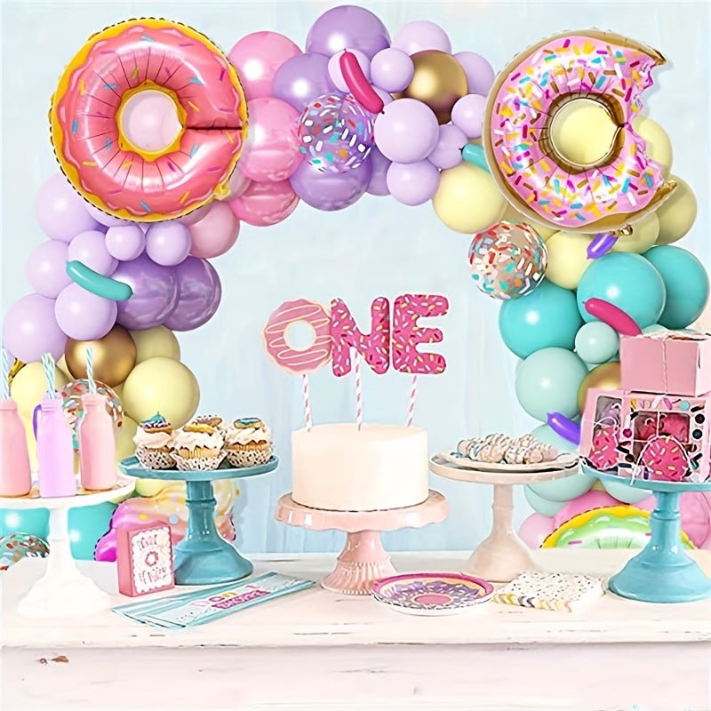 Juego de Arco de Globos de Rosquillas Pasteles (139 piezas) - Decoración Perfecta para Fiestas Infantiles, Baby Showers y Eventos de Temática de Dulces (Edades 14+) - SACASUSA