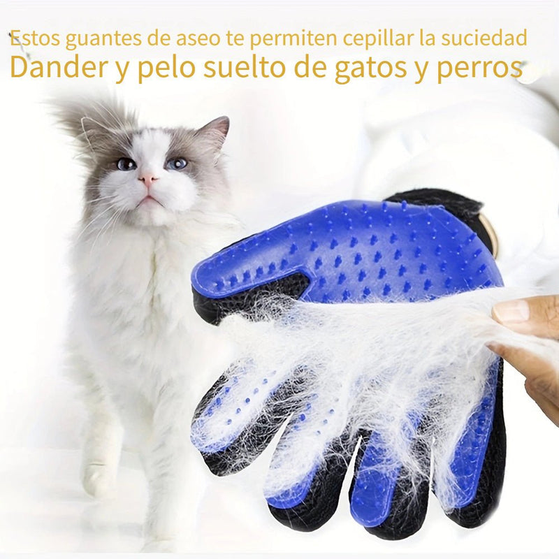 Juego de guantes 2-en-1 para el cuidado del pelaje de mascotas (2 piezas) - Eliminación eficiente del pelo y acción relajante de masaje para perros y gatos - Manopla suave para deslanado - SACASUSA