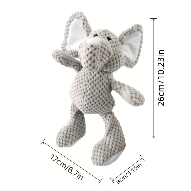 Juguete de Perro de Peluche Elefante sin Batería para Masticadores Intensivos - Tela Suave, Suena y Durable para Todas las Razas, Gris - SACASUSA