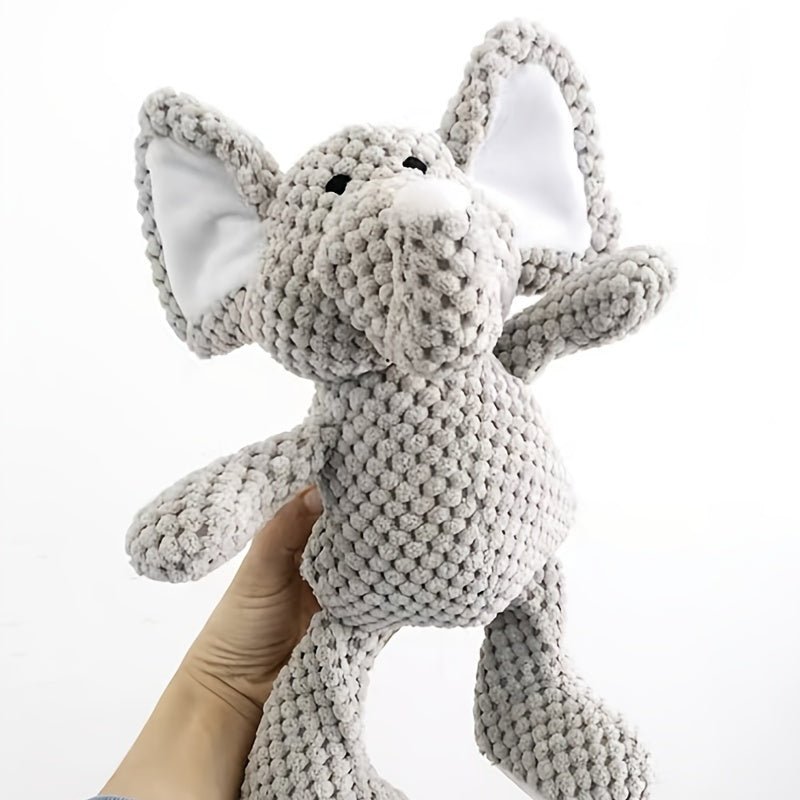 Juguete de Perro de Peluche Elefante sin Batería para Masticadores Intensivos - Tela Suave, Suena y Durable para Todas las Razas, Gris - SACASUSA