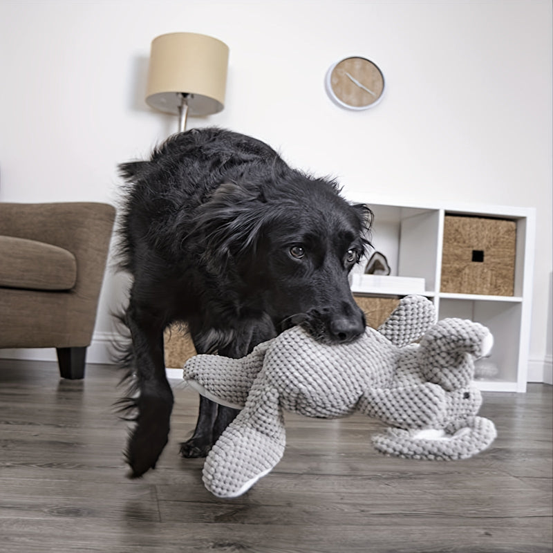 Juguete de Perro de Peluche Elefante sin Batería para Masticadores Intensivos - Tela Suave, Suena y Durable para Todas las Razas, Gris - SACASUSA