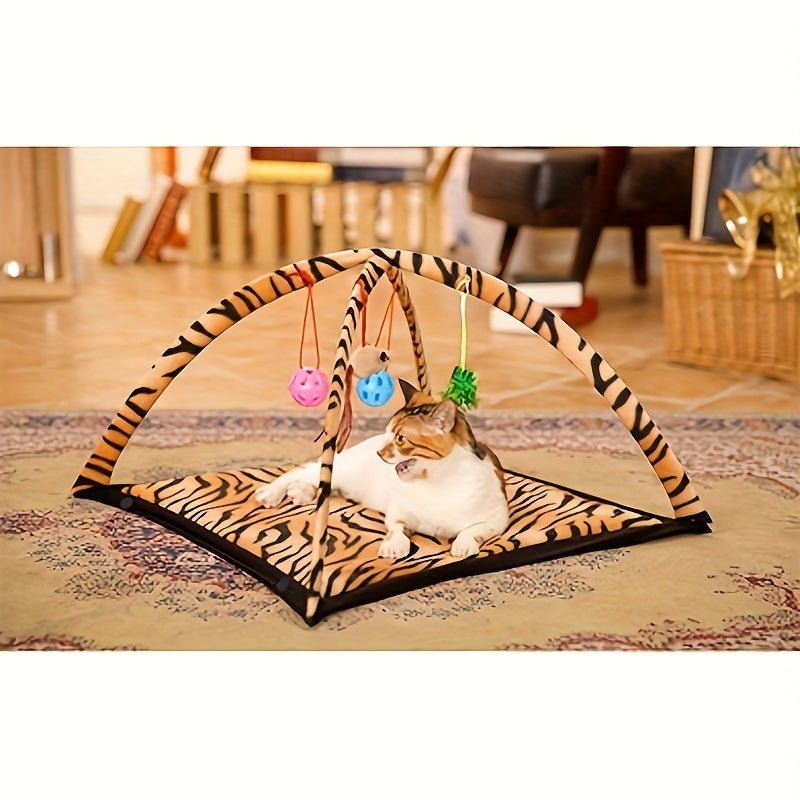 Juguete interactivo de lujo para gatos: Alfombra mecedora de felpa multifuncional con zona de rascado de sisal, juguete colgante y bola rodante para diversión sin fin - Ideal para gatos y gatitos - No se necesitan baterías - SACASUSA