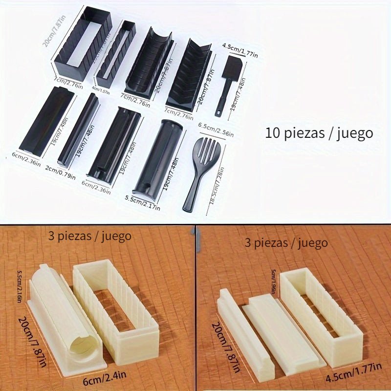 Kit Fácil para Hacer Sushi DIY: 3/10pcs Sushi Maker Reutilizable, Juego de Moldes de Arroz, Crea Variedad de Formas para Casa y Fiestas - SACASUSA