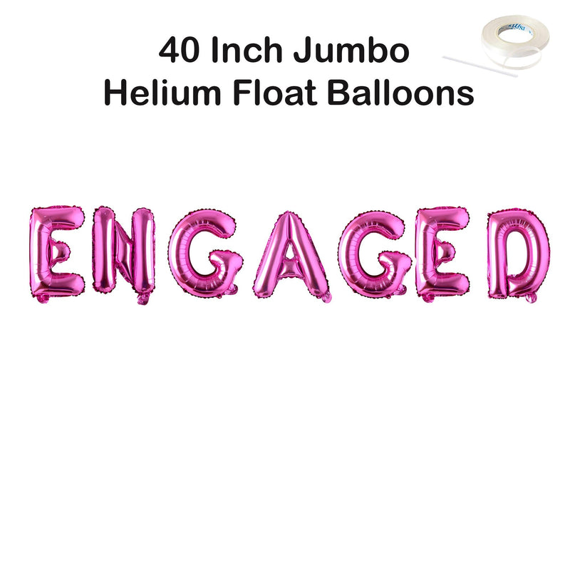Pancarta de globo con letras gigantes de 40" COMPROMETIDAS - Decoraciones para fiestas de compromiso en oro, oro rosa, plata, negro, azul y rosa - SACASUSA