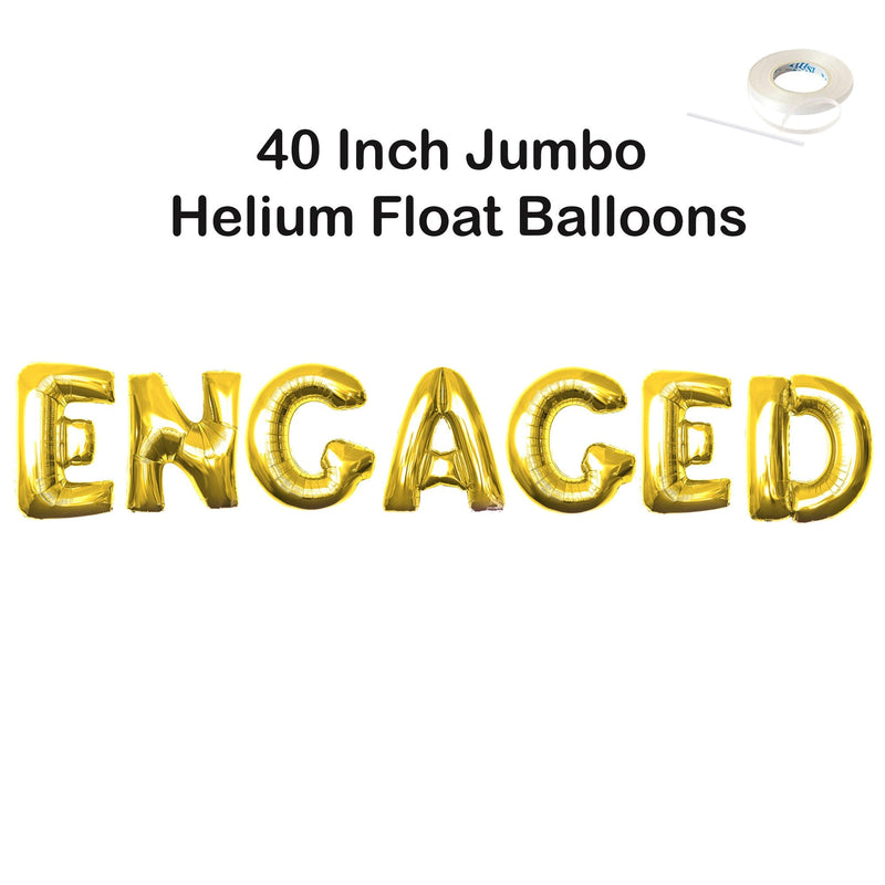 Pancarta de globo con letras gigantes de 40" COMPROMETIDAS - Decoraciones para fiestas de compromiso en oro, oro rosa, plata, negro, azul y rosa - SACASUSA