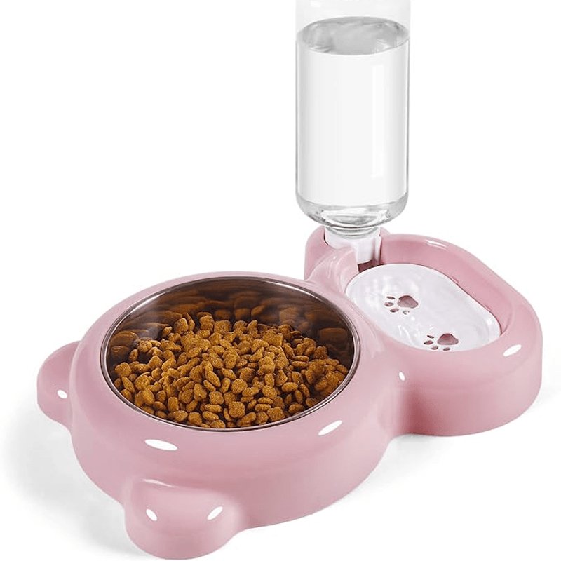 Set de doble tazón para gatos y dispensador automático de agua sin batería - Para hidratación y alimentación de tu mascota sin esfuerzo - SACASUSA