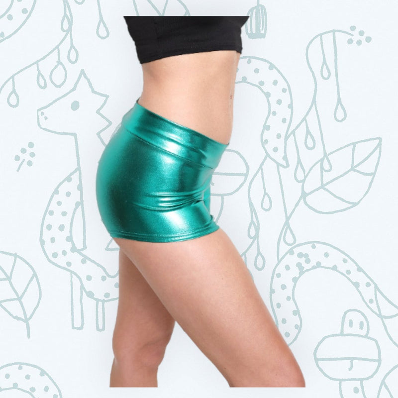 Shiny Metallic Dance Booty Stretchy Bootie Boy Hot Shorts Spankies Cheer Gym Dance Voleibol Rave Roller Derby Chicas Mujeres atléticas SML - SACASUSA