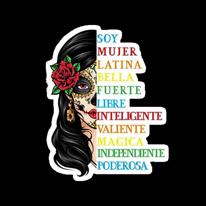 Soy Mujer Latina Chingona Red Rose In Hair Cita Inspiradora Mujer Latina, Mujeres Mexicanas, Orgullo Mexicano Pegatina - SACASUSA