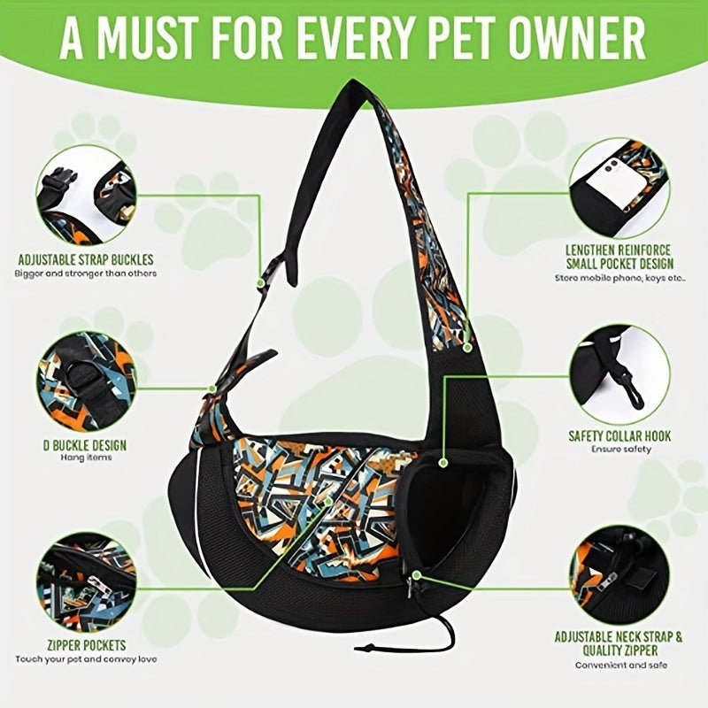 TAPDOT Satchel de Mascotas Ajustable y Manos Libres: Bolsa de Seguridad con Cierre de Cremallera y Poliéster de Calidad para Perros, Gatos y Conejos Pequeños/Medianos. ¡Lleva tus compañeros en cada aventura! - SACASUSA