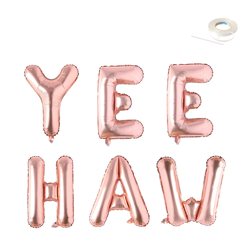 YEE HAW – Pancarta de letras gigantes de 40 pulgadas – rosa, oro rosa, plata, negro decoración globo despedida de soltera despedida de soltera favores de fin de semana - SACASUSA