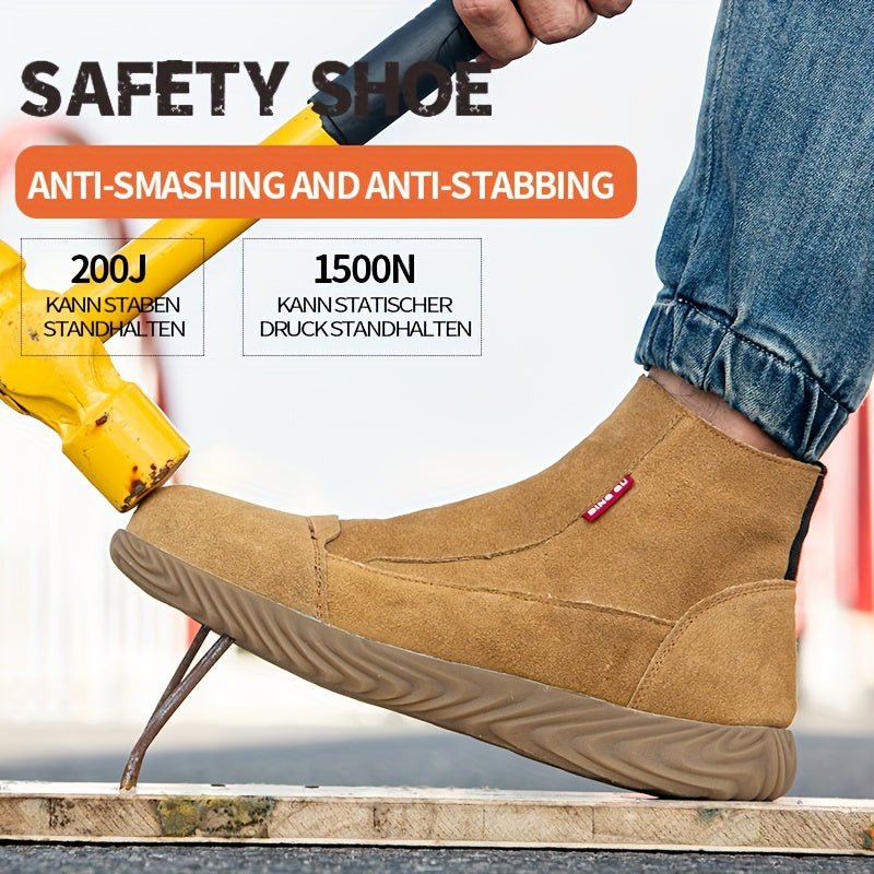 Zapatos de Seguridad de Trabajo en Cuero Todo Temporada de DingGu: Superior Confort y Seguridad con Punta de Acero, Suela de Goma Resistente a Punzadas y Cómoda Punta Redonda - SACASUSA