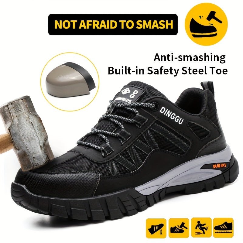 Zapatos de Seguridad DingGu para Hombre en Todas las Estaciones: Punta de Acero, Antipunzante, Anti-Golpes, Antideslizante, Absorción de Impactos, Resistentes al Desgaste, Desodorantes y Cómodos - SACASUSA