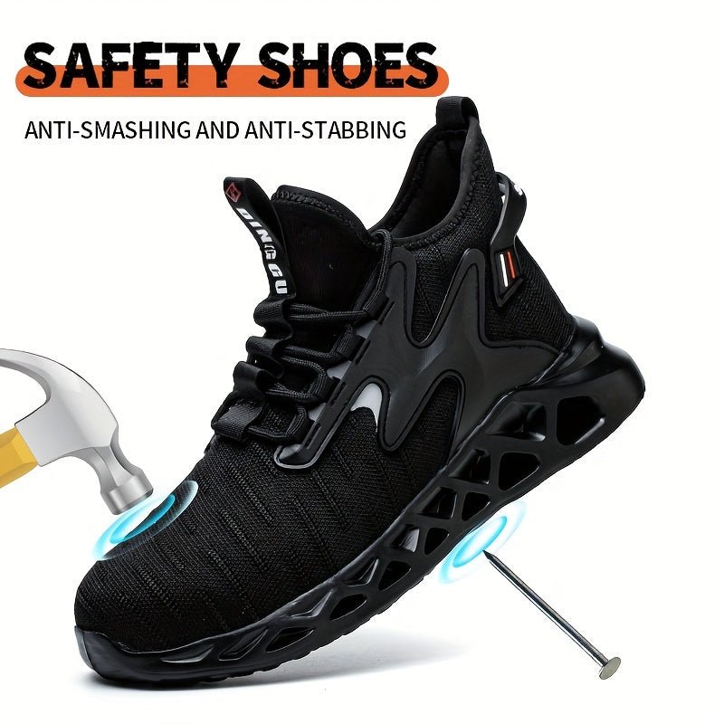 Zapatos De Seguridad Para El Trabajo Con Punta De Acero A Prueba De Pinchazos, Antideslizantes, Antigolpes, Con Absorción De Impactos, Zapatos De Seguridad Ligeros Tejidos Con Mosca Para Hombres, Zapatos Con Punta De Acero Antigolpes Y Antiperforantes - SACASUSA